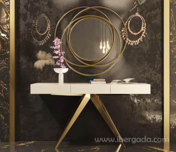 Consola Blanca/Oro R08 3 Cajones (120x40x80)
