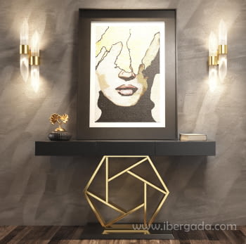 Consola Negro/Oro R09 3 Cajones (120x40x80)