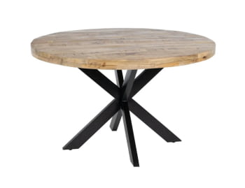 Mesa de Comedor Redonda Madera/Hierro (130x130x77)