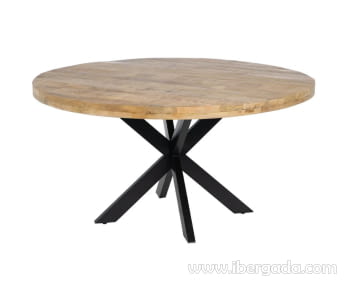 Mesa de Comedor Redonda Madera/Hierro (150x150x77)
