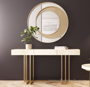 Consola Blanca/Oro R12  3 Cajones (120x40x80)