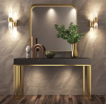 Consola Negra/Oro R13 3 Cajones (120x40x80)