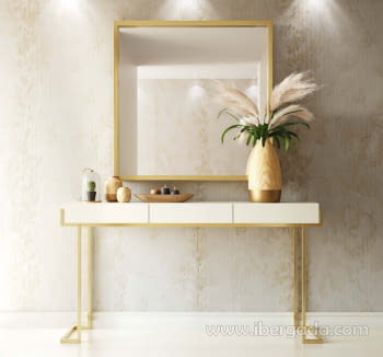 Consola Blanca/Oro R15 3 Cajones (120x40x80)