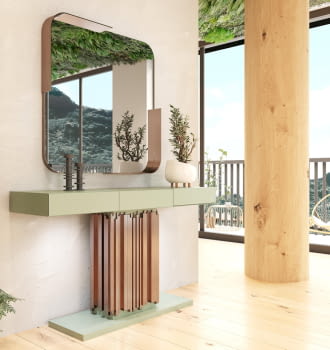 Consola Verde/Cobre R18 3 Cajones (120x40x80)