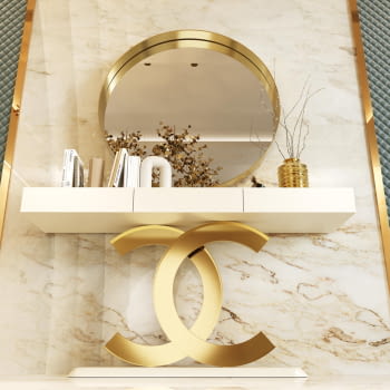 Consola Blanco/Oro R25 3 Cajones (120x40x80)