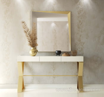 Consola Blanco/Oro R34 3 Cajones (120x40x80)