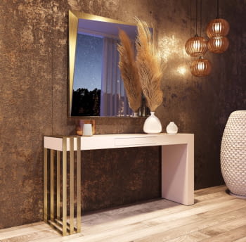 Consola Blanco/Oro R22 1 Cajón (120x40x80)