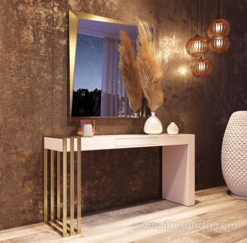 Consola Blanco/Oro R22 1 Cajón (120x40x80)