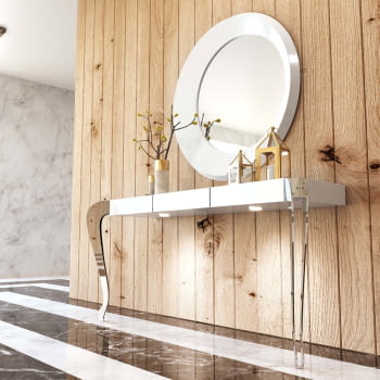 Consola Blanca/Cromo con Luz R19 3 Cajones (120x40x80)