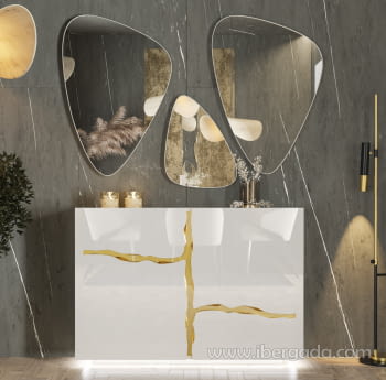 Zapatero Recibidor Blanco/Oro Z01 (120x29x84)