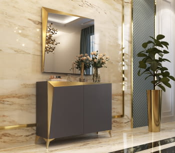 Zapatero Recibidor Negro/Oro Z05 (120x29x94)