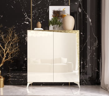 Zapatero Cubo Alto Blanco/Pan de Oro Z06 (120x29x144)