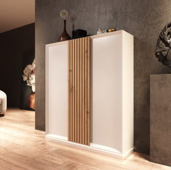 Zapatero Cubo Alto blanco/Roble Z09 (120x29x126)