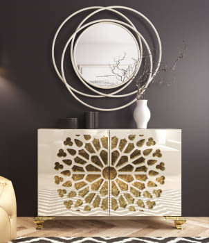Zapatero Recibidor Blanco/Pan de Oro Z11 (120x29x92)