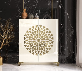 Zapatero Cubo Alto Blanco/Pan de Oro Z12 (120x29x142)