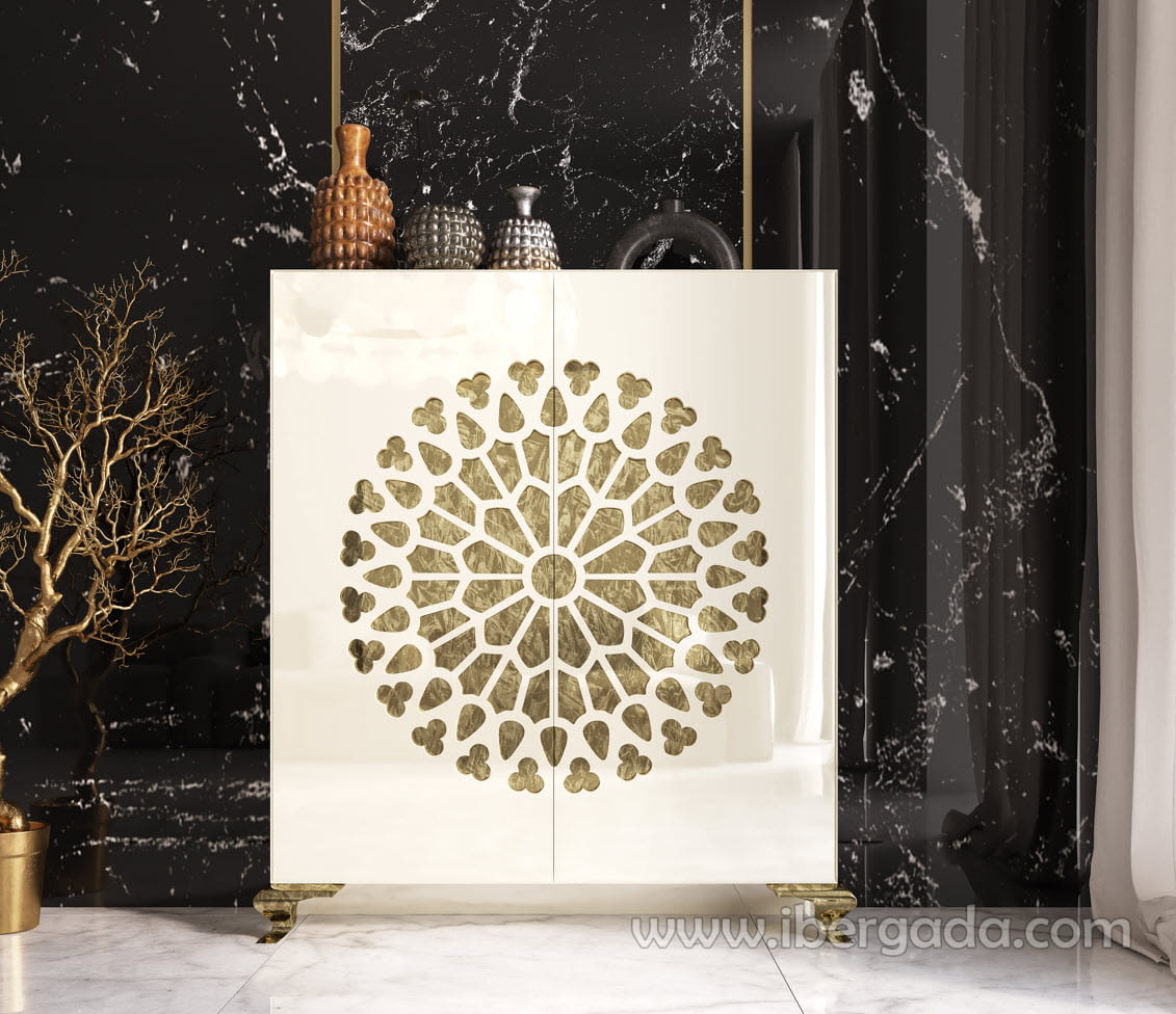 Zapatero Cubo Alto Blanco/Pan de Oro Z12 (120x29x142)-1
