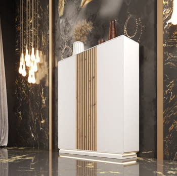 Zapatero Cubo Alto blanco/Roble Z15 (120x29x136)