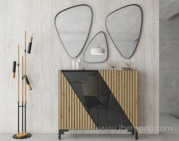 Zapatero Recibidor Negro/Roble Z18 (120x29x95)