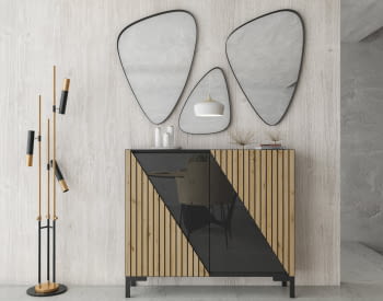 Zapatero Recibidor Negro/Roble Z18 (120x29x95)