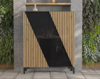 Zapatero Cubo Alto Negro/Roble Z19 (120x29x145)