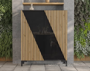 Zapatero Cubo Alto Negro/Roble Z19 (120x29x145)-1