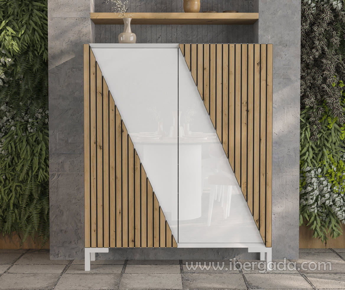 Zapatero Cubo Alto Negro/Roble Z19 (120x29x145)-2
