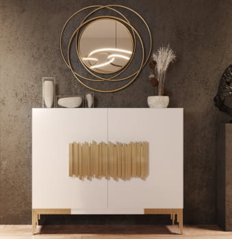 Zapatero Recibidor Blanco/Oro Z28 (120x35x100)