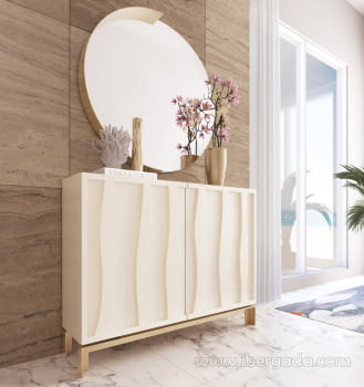 Zapatero Recibidor Blanco/Oro Z33 (120x29x95)