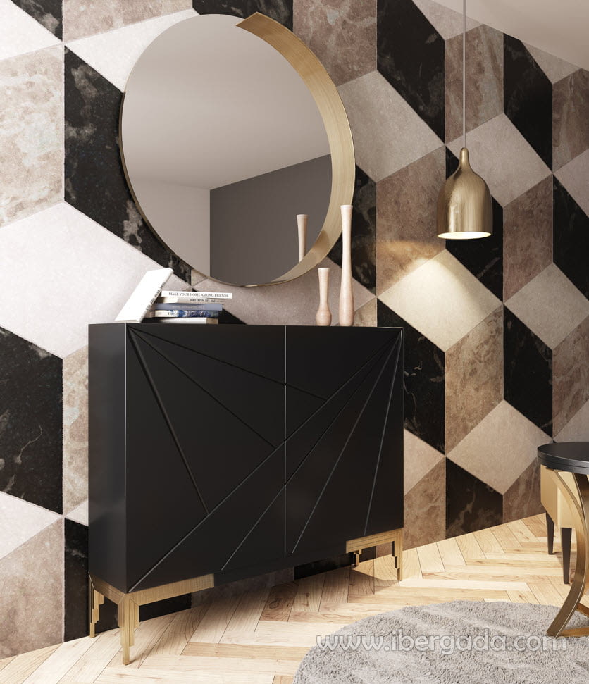Zapatero Recibidor Negro/Oro Z35 (120x29x100)-2