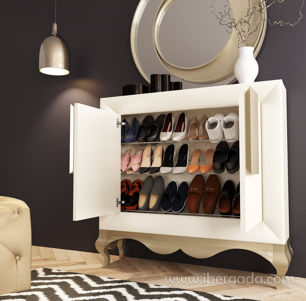 Zapatero Recibidor Blanco/Oro Z40 (127x31x114)-2