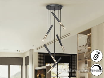 Lampara Edna Negro/Oro 5L Dimable (43x43)