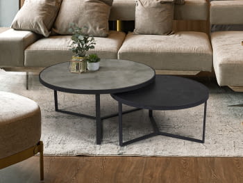 Juego de 2 Mesas de Centro Naira Gris/Negro