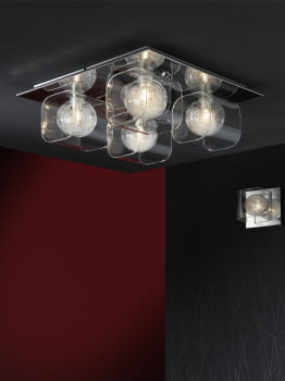 Plafón Eclipse Cromo/Cristal (42x42x15)