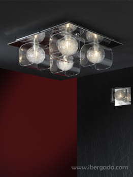 Plafón Eclipse Cromo/Cristal (42x42x15)