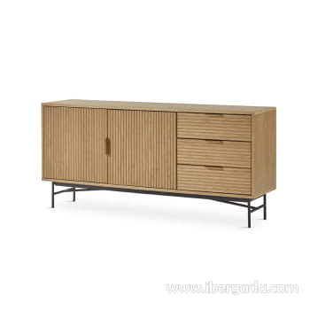 Mueble Aparador Belisa Roble 2 Puertas 3 Cajones (160x40x75)