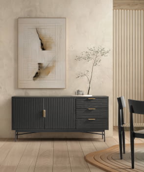 Mueble Aparador Belisa Negro 2 Puertas 3 Cajones (160x40x75)