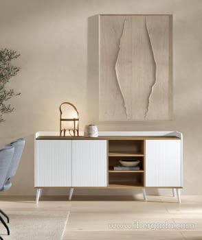 Mueble Aparador Dover Roble/Blanco 3 Puertas (180x45x85)