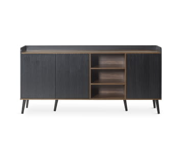 Mueble Aparador Dover Nogal/Negro 3 Puertas (180x45x85)