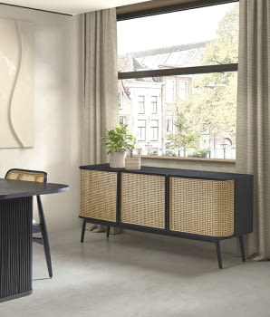 Mueble Aparador Manila Negro 3 Puertas (175x46x75)