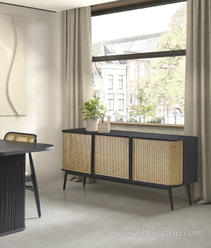 Mueble Aparador Manila Negro 3 Puertas (175x46x75)-1