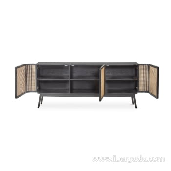 Mueble Aparador Manila Negro 3 Puertas (175x46x75)-4