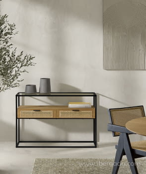 Consola CON-205 Natural 2 Cajones (120x35x80)