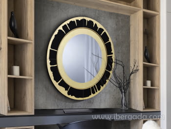 Espejo Ocaso Pan de Oro/Negro (90x90)