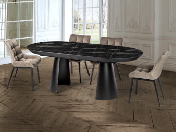 Mesa de Comedor Extensible Capri Marmol Negro (206/406 x 103)
