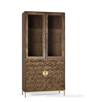 Vitrina Hexágono Nogal/Oro (98x40x200)-4