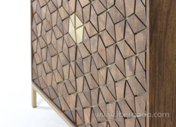 Vitrina Hexágono Nogal/Oro (98x40x200)-5