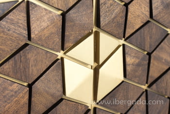Mueble TV Hexágono Nogal/Oro (145x40x50)-6