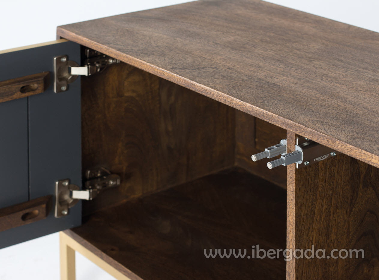 Mueble TV Hexágono Nogal/Oro (145x40x50)-8