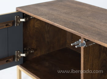Mueble TV Hexágono Nogal/Oro (145x40x50)-8