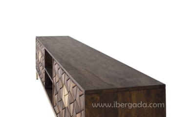 Mueble TV Hexágono Nogal/Oro (190x40x50)-5